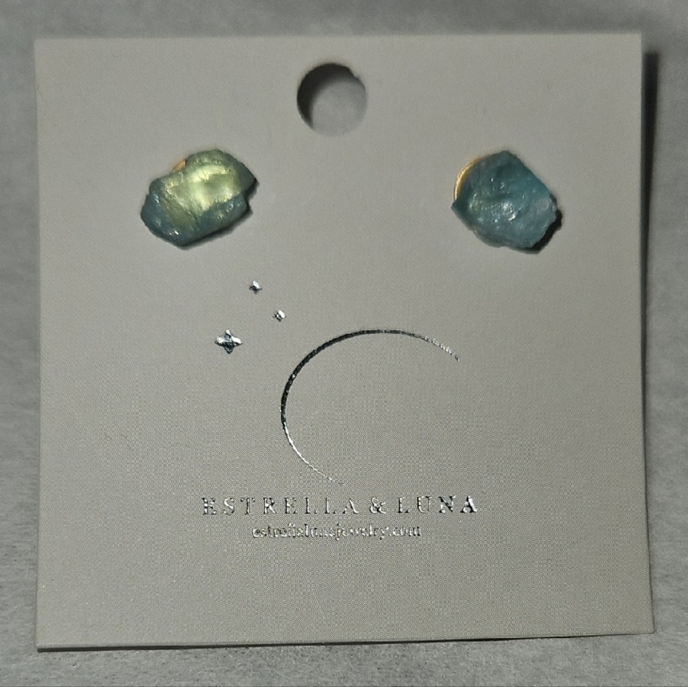 Estrella & Luna Blue and Gold Iridescent Earrings